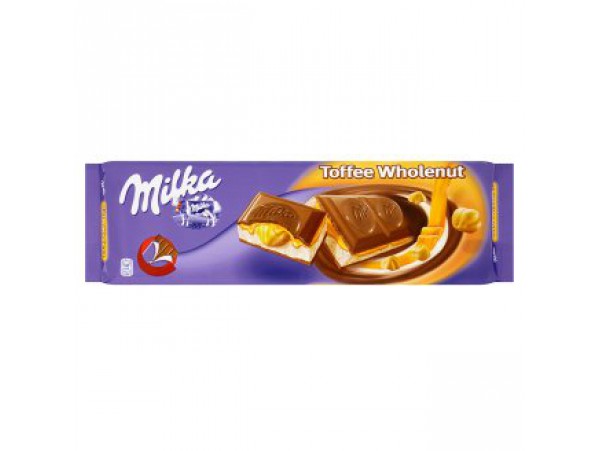 Milka молочный шоколад  с карамелью и целыми лесными орехами 300 г